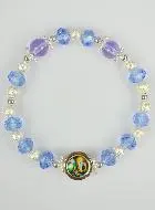 Blue Glass Beads Religious Bracelet - Medal of Lourdes