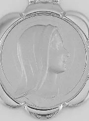 Flower Medal Holy Virgin Mary's Profile - Sterling Silver