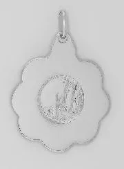 Flower Medal Holy Virgin Mary's Profile - Sterling Silver