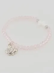 Pink Crystal Religious Bracelet with Mother of Pearl Cross