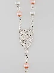 Beaded Rosary with Pink and White Mother of Pearl