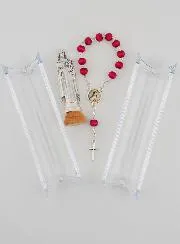 Saint Therese Statue on Base & its Rosewood Rosary Decade Ring