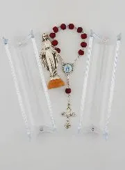 Miraculous Madonna Statue on Base & its Rosewood Rosary Decade Ring