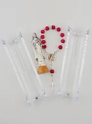 Saint Rita Statue on Base & its Rosewood Rosary Decade Ring