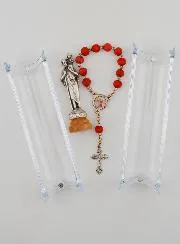 Saint Christopher Statue on Base & its Rosewood Rosary Decade Ring