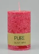 Organic Candle 100% Olive Wax - Red Ruby Color - 9 x 6 cm