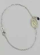 Miraculous Virgin Silver Medal Bracelet - Blue Sapphire