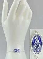 Miraculous Madonna Medal Bracelet 2 cm - Silver & Blue Enamel