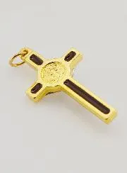 Saint Benedict Brown & Golden Cross Pendant