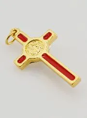 Saint Benedict Golden & Red Cross Pendant