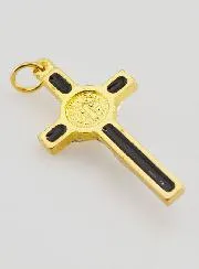 Saint Benedict Golden & Black Cross Pendant