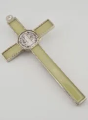 Large Saint Benedict Cross Silvery & Fluorescent - 20 cm