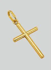 Round Wire Classic Cross Pendant - 22mm - 18Kt Solid Gold