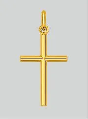 Round Wire Classic Cross Pendant - 22mm - 18Kt Solid Gold