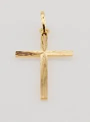 Rhinestones Cross Pendant - 27mm - 18Kt Solid Gold