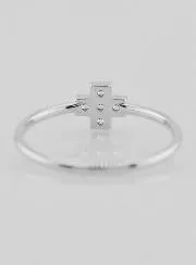 Cross & Rhinestone Diamonds Ring - Solid Silver - Size 52