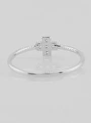 Cross & Zircons Ring - Solid Silver - Size 58