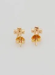 Gold Plated & Zircons Cross Stud Earrings