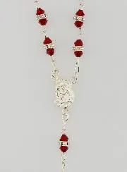 Set Red Crystal & Silver Rosary