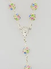 Crystal Beads & Silver Rosary 8mm