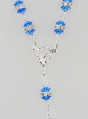 Silver Rosary & Set Sapphire Crystal