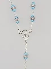 Sky-Blue Set Crystal Beads & Silver Rosary