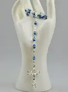 Blue Sapphire Set Crystal & Silver Rosary