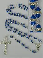 Blue Sapphire Set Crystal & Silver Rosary