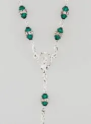 Set Emerald Green Crystal & Silver Rosary