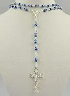 Blue Sapphire Crystal & Silver Rosary