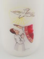 Confirmation Candle - Holy Spirit - Brown Hared Boy