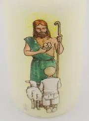 Communion Church Candle - Jesus the Good Shepherd & Blond Boy