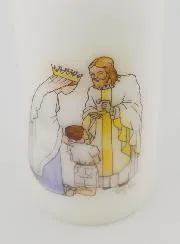 Jesus & Mary Communion Altar Candle - Brown Haired Boy