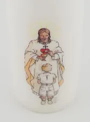 Lord Jesus & Blond Boy Communion Church Candle
