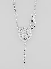 Saint Benedict 925 Silver Rosary Necklace