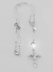 Rosary Necklace Crystal & Rhodium Silver