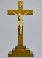 Dark Wood Crucifix with Christ on a Base - 25 cm