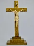 Dark Wood Crucifix with Christ on a Base - 25 cm