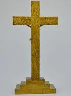 Dark Wood Crucifix with Christ on a Base - 25 cm