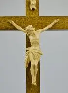 Dark Wood Crucifix with Christ on a Base - 25 cm