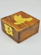 Wooden Rosary Box with Dove of Peace