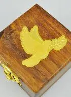 Wooden Rosary Box with Dove of Peace