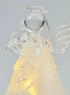 Luminous Glass Christmas Angel 8cm - Leaf Pattern