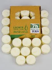 Pack of 18 Organic Tea Lights, 100% Natural - 7 Hours