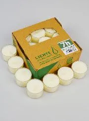 Pack of 18 Organic Tea Lights, 100% Natural - 7 Hours