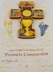 Wooden Child Cross with Communion Certificate