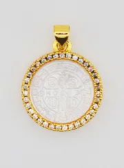 Mother-of-Pearl Pendant Cross of Saint Benedict - 22mm