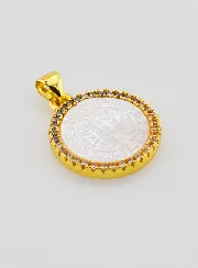 Mother-of-Pearl Pendant Cross of Saint Benedict - 22mm