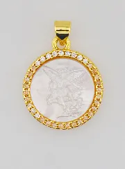 Golden Medal Saint Michael in Mother-of-Pearl - 22mm