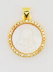 Golden Sacred Heart of Jesus Medal in Mother-of-Pearl - 22mm